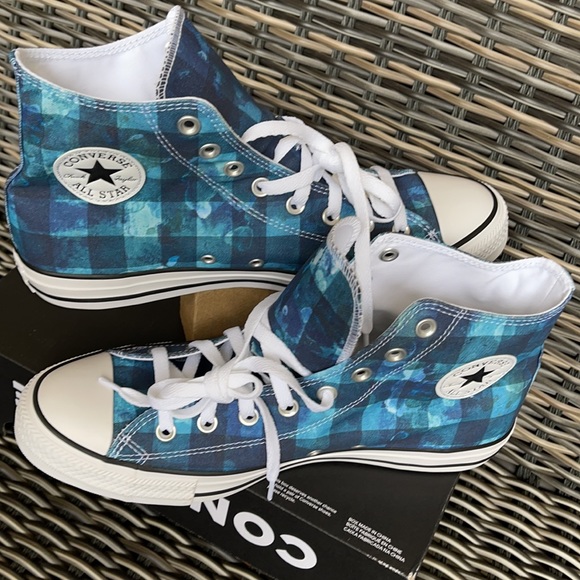 Converse Ctas Hi Blue Plaid/White/Black MEN`S - Picture 11 of 16